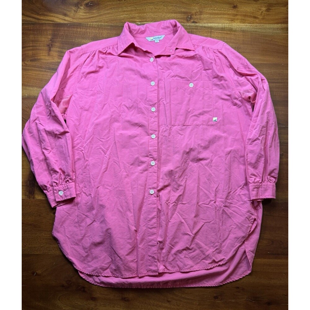 Solumbra Women S Pink Long Sleeve Sun Shirt Button Up Hiking Travel Vent